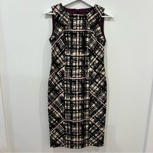 Brooks Brothers Multicolor Abstract Plaid Fitted Sheath Dress Size 2 Excellent